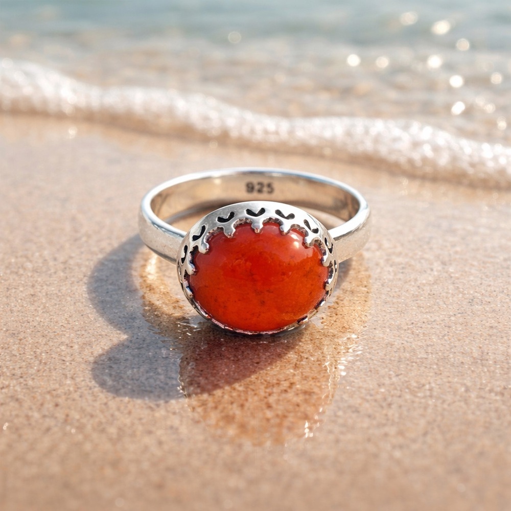 Red Moss Agate Ring